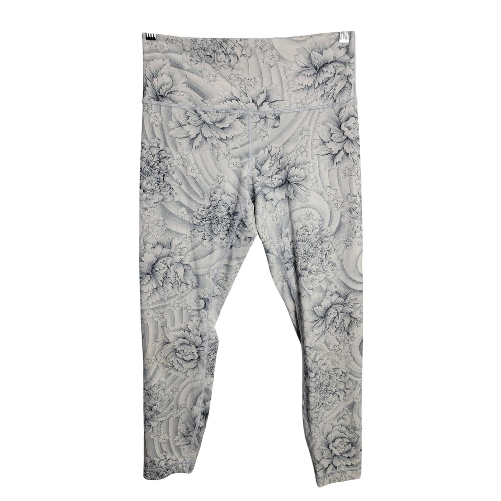 Lululemon Size 10‎ Align High-Rise Leggings White Gray Floral Waves 25"